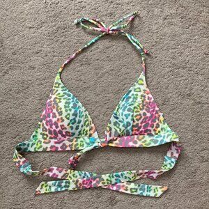 Victoria's Secret neon rainbow leopard print push-up bikini top size XS